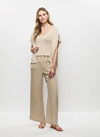 Fringe Trim Metallic Knit Cardigan