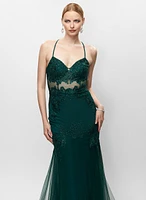 Embroidered Sweetheart Neck Gown