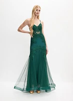 Embroidered Sweetheart Neck Gown