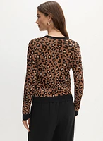 Zip Front Leopard Print Cardigan