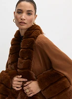 Faux Fur Trim Poncho