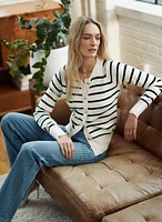 Striped Collared Cardigan