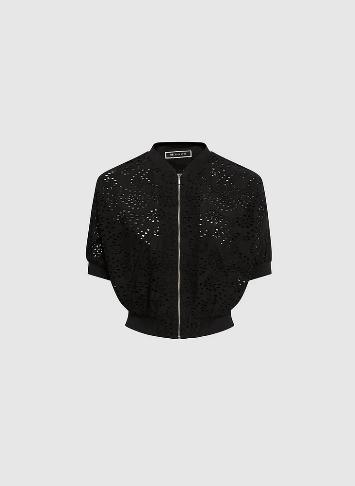 Eyelet Bomber Jacket