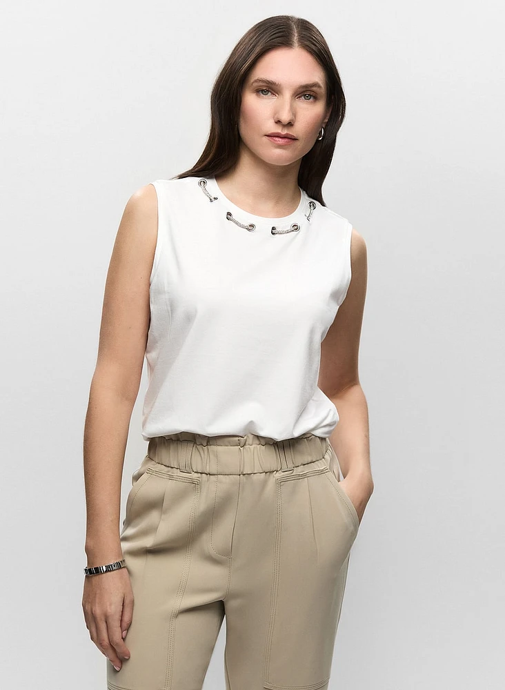 Sleeveless Eyelet Detail Top