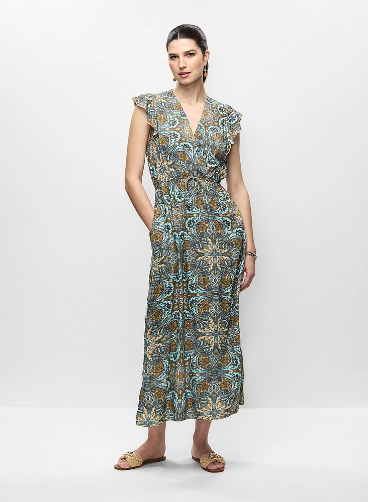 Robe longue à motif abstrait