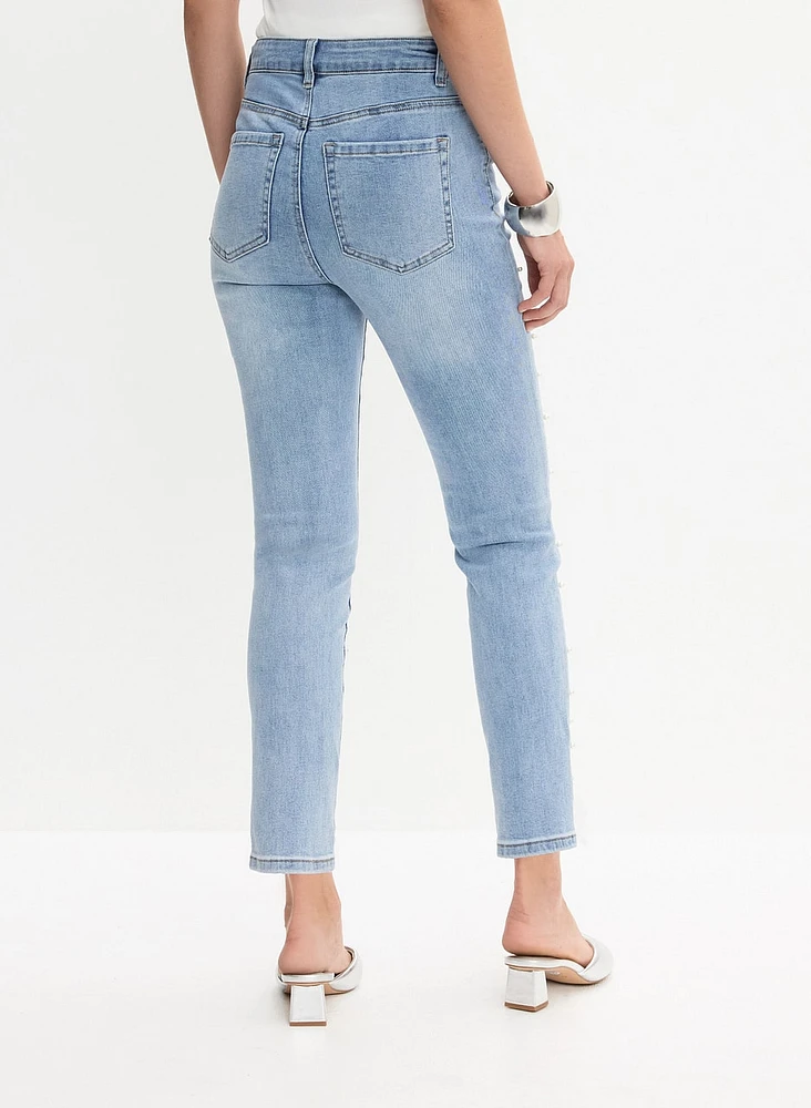 Pearl Detail Slim Leg Jeans