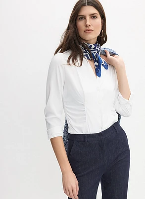 Shirred Panel Button-Down Blouse