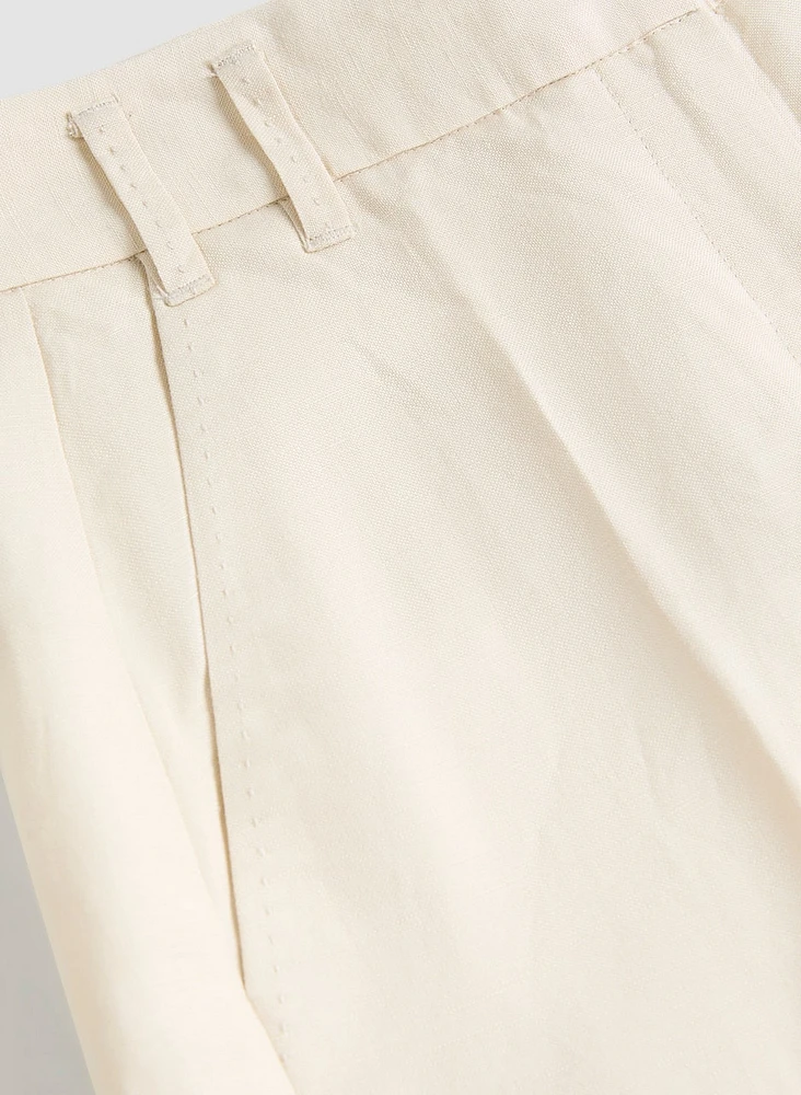 Linen-Blend Wide Leg Pants