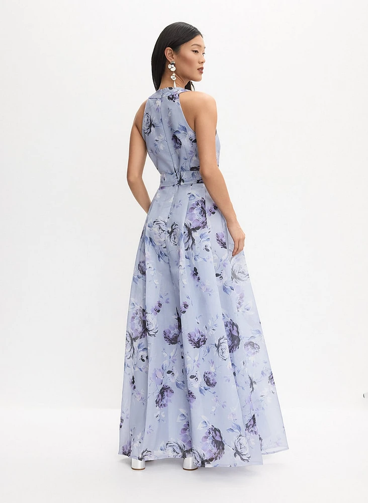 Robe de soirée florale à col licou