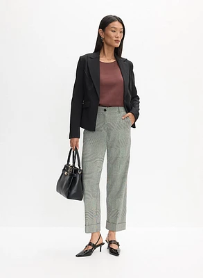 Single-Button Blazer & Giselle Plaid Pants