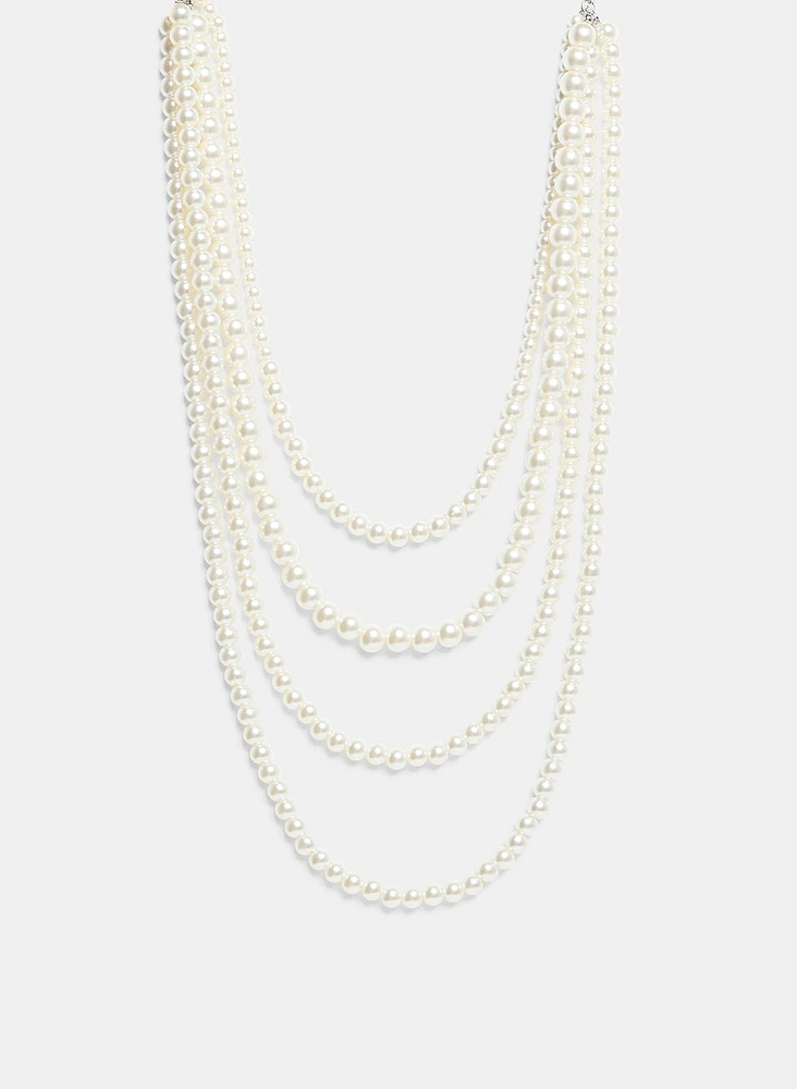 Multi-Row Faux Pearl Necklace