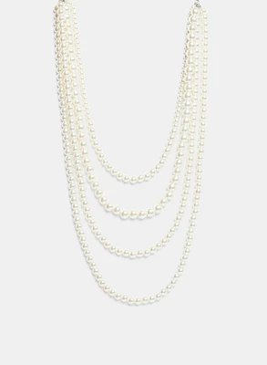 Multi-Row Faux Pearl Necklace