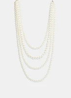 Multi-Row Faux Pearl Necklace