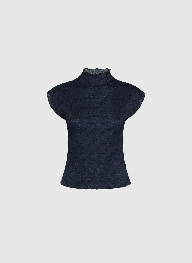 Crinkle Mock Neck Top