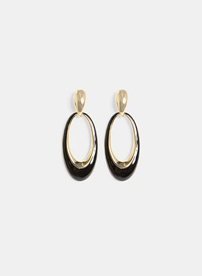 Oval Enamel Dangle Earrings