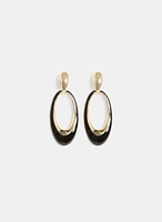 Oval Enamel Dangle Earrings