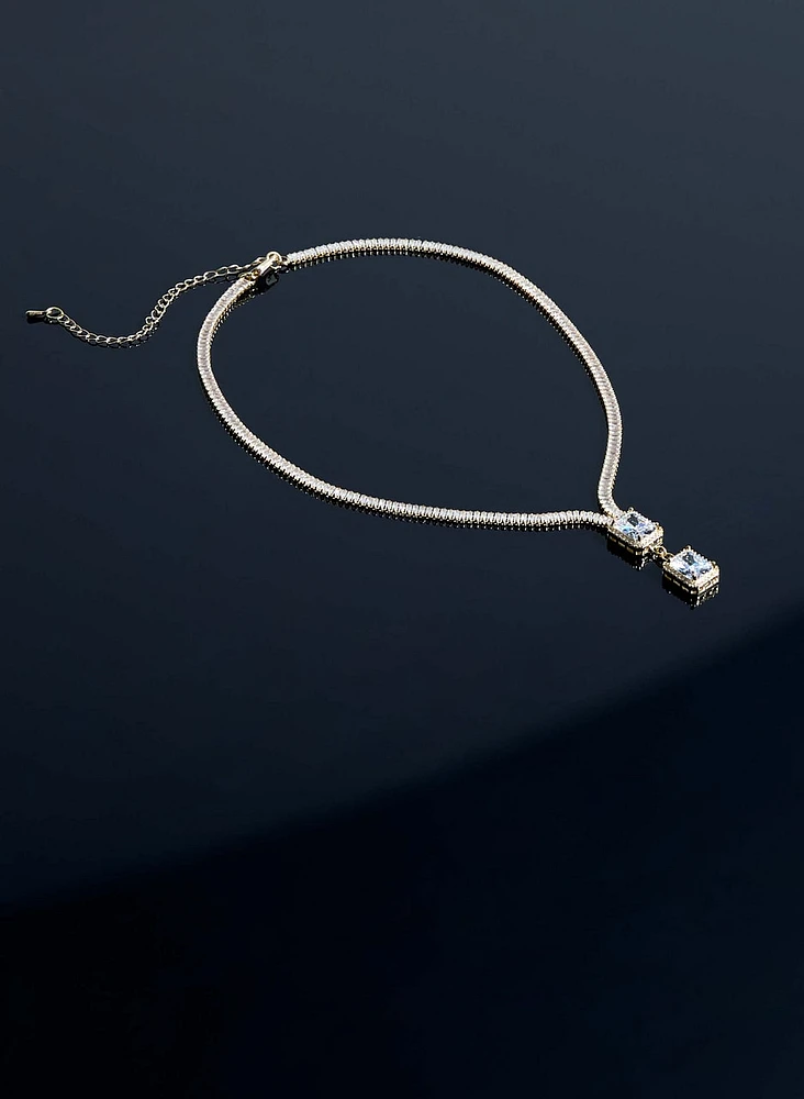 Cubic Zirconia Baguette Necklace