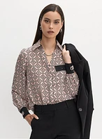 Geometric Print Long Sleeve Blouse