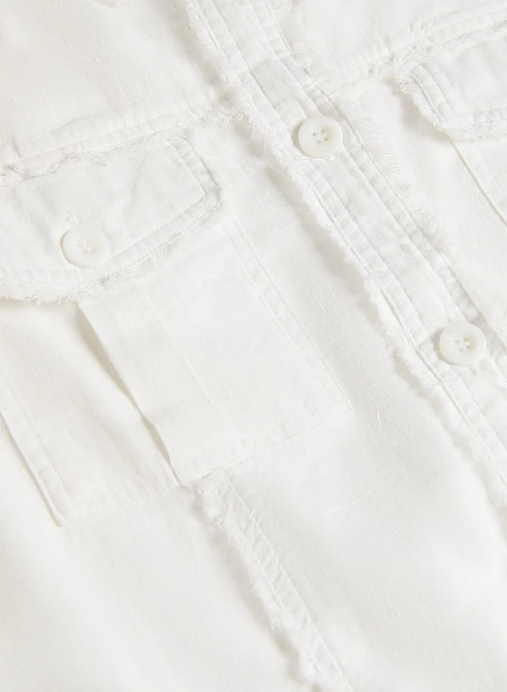 Frayed Linen-Blend Jacket