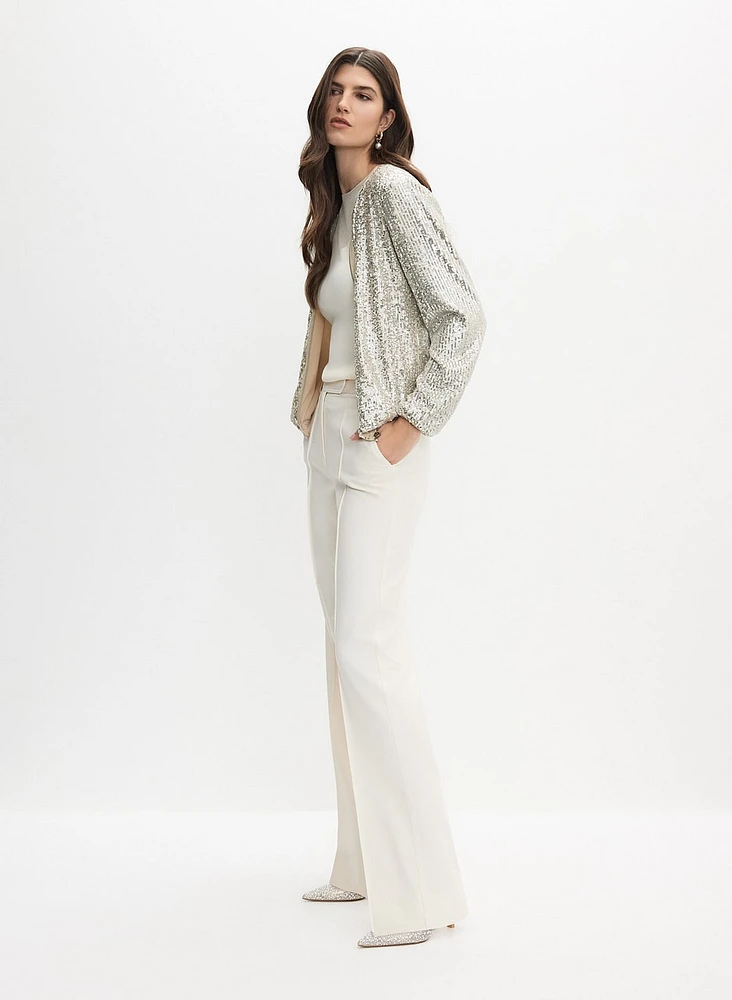 Sequin Zip Jacket & Front Pleat Pants