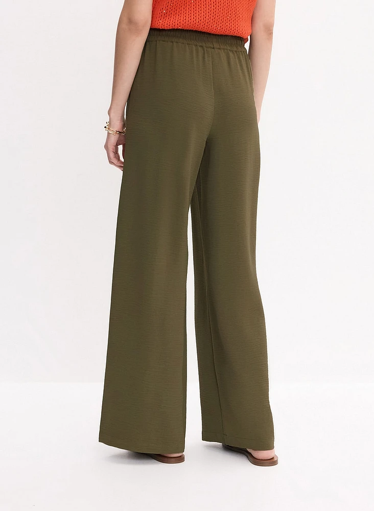 Drawstring Waist Wide-Leg Pants