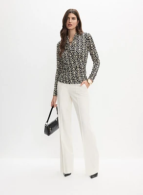Haut à motif abstrait et pantalon à plis