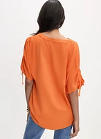 Joseph Ribkoff - Ruched Sleeve Blouse