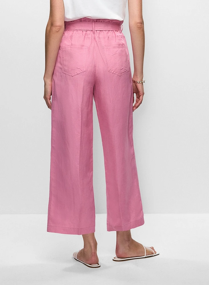 Linen-Blend Cropped Pants