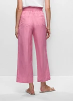 Linen-Blend Cropped Pants