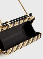 Stripe Motif Straw Clutch