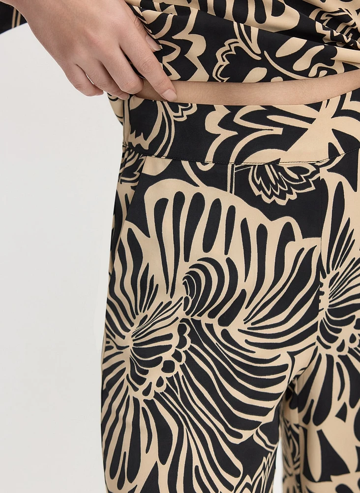 Graphic Floral Wide-Leg Pants