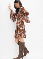 Belted Paisley Dress