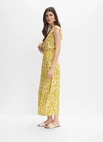 Abstract Print Smocked Waist Dress