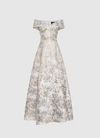 Floral Jacquard Ballgown Dress