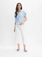Striped Cap Sleeve Blouse