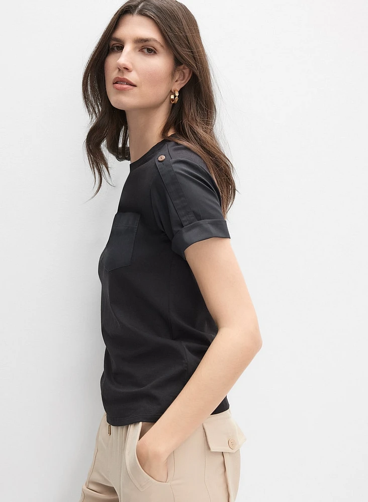 Satin Detail T-Shirt