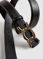 Leather Belt With Linked Ring Buckle