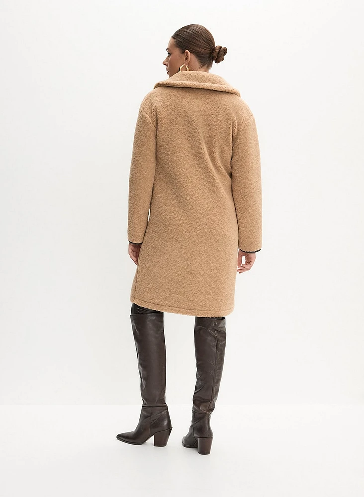 Faux Shearling Horn Button Coat