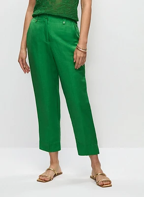 Linen-Blend Capri Pants