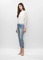 Floral Embroidered Light-Wash Jeans