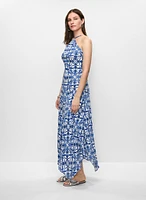 Scarf Print Hanky Hem Dress