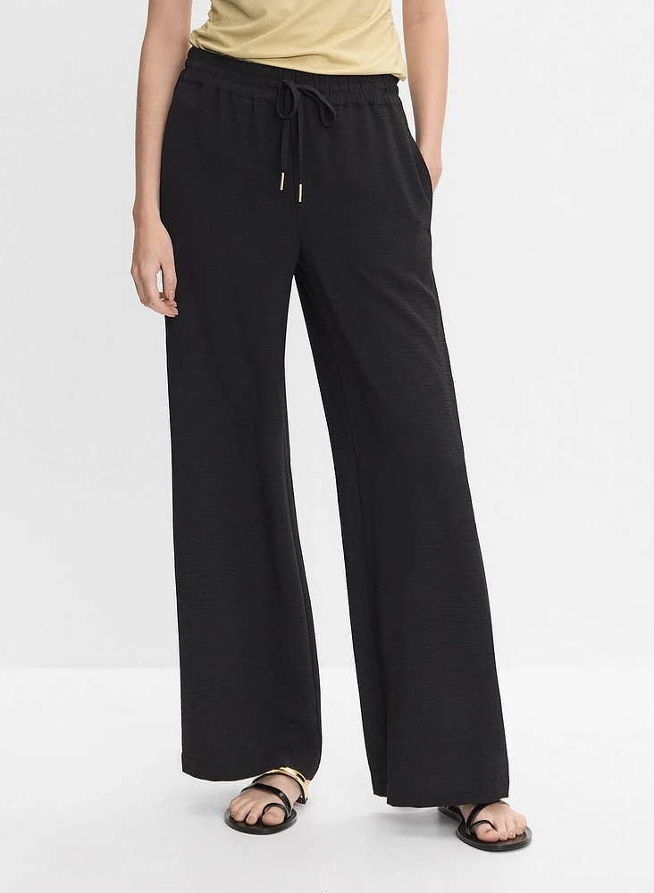 Drawstring Waist Wide-Leg Pants