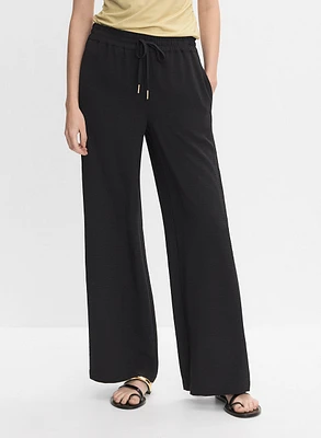 Drawstring Waist Wide-Leg Pants