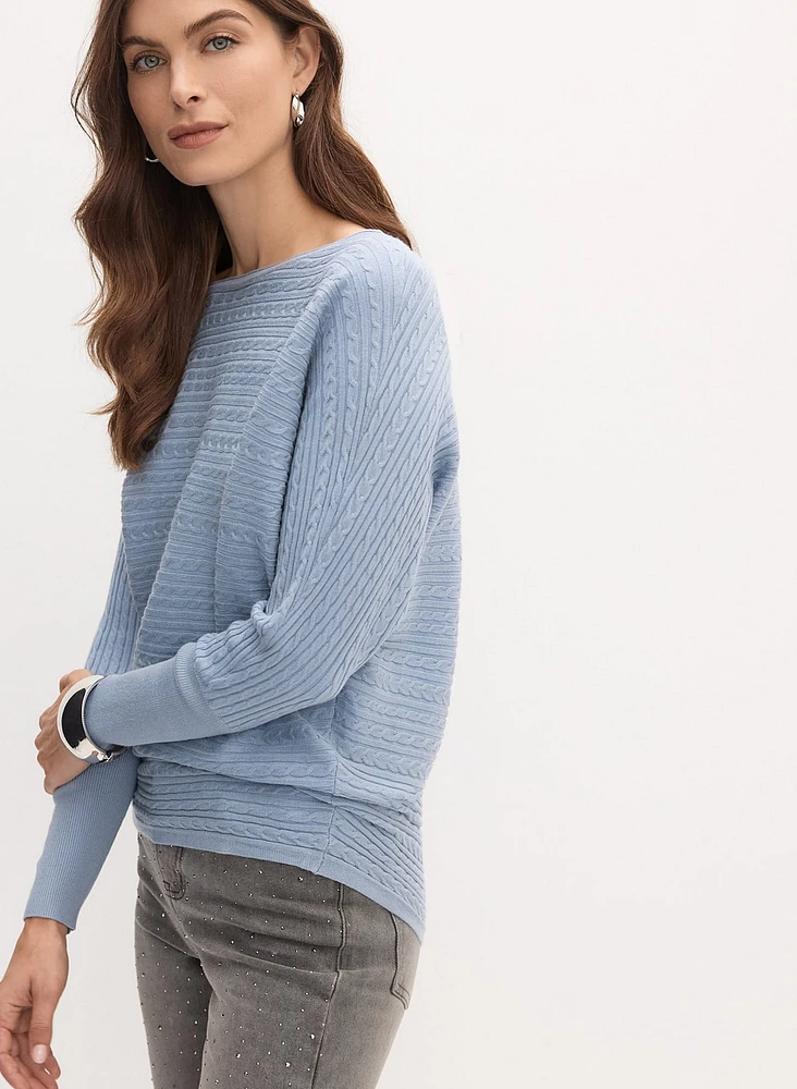 Pull  à manches dolman en mailles torsadées