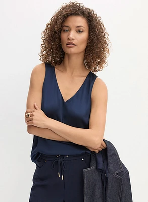 Essential V-Neck Satin Tank Top
