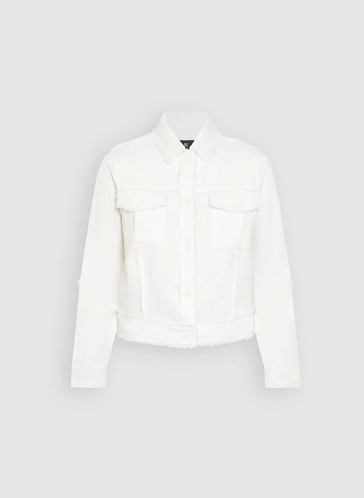Frayed Linen-Blend Jacket