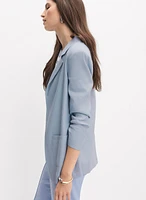 Open Linen-Blend Blazer