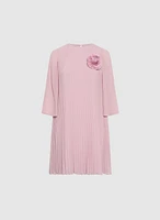 Plissé Rosette Dress