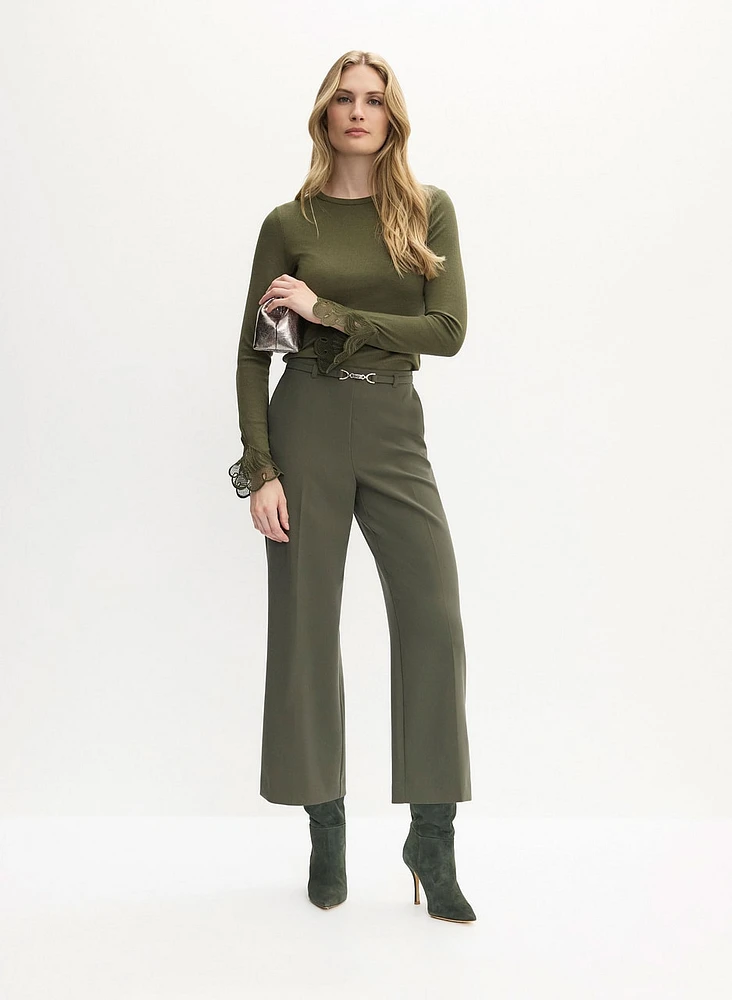 Belted Wide Leg Culotte Pants