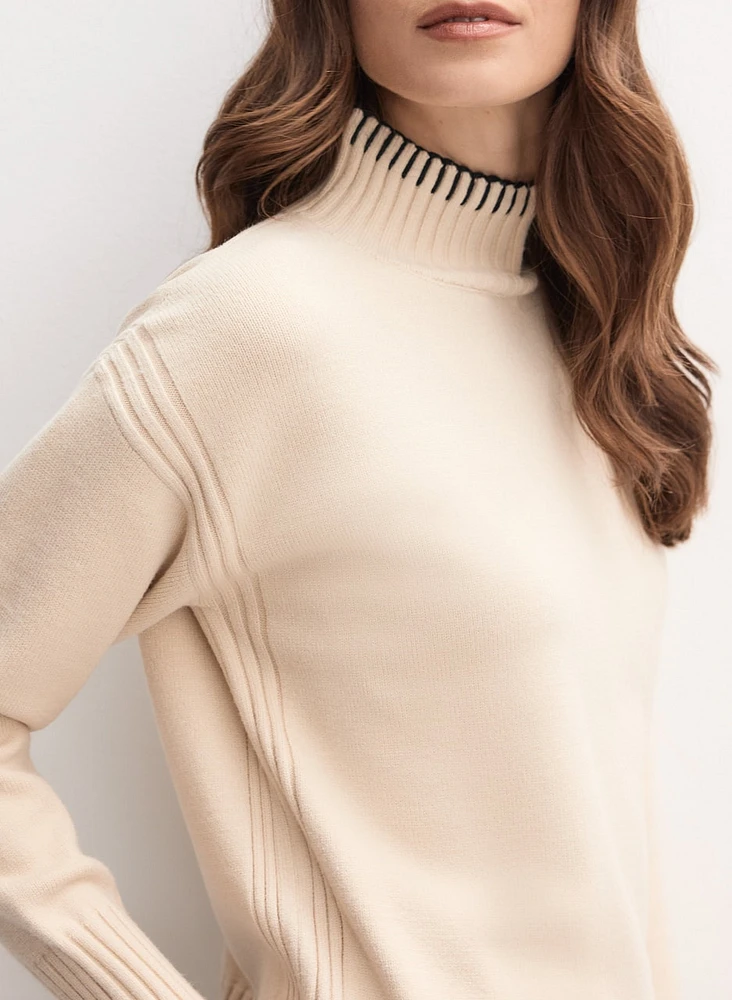 Funnel Neck Knit Sweater